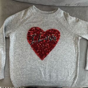 H&M Gray Sweater with Red Sequin Heart